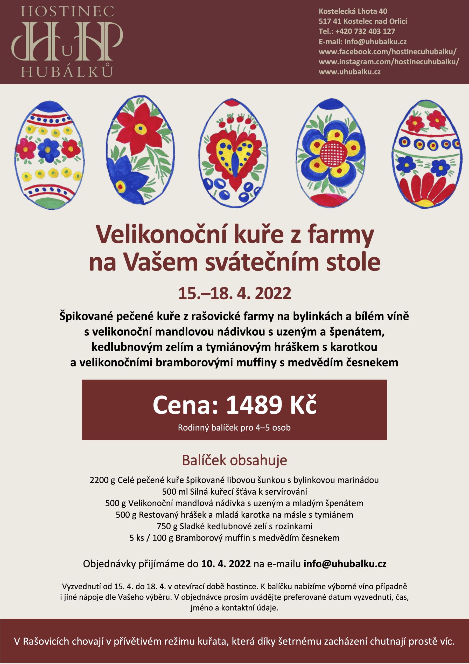 Velikonoční kuře z farmy na Vašem svátečním stole – 15.–18. 4. 2022