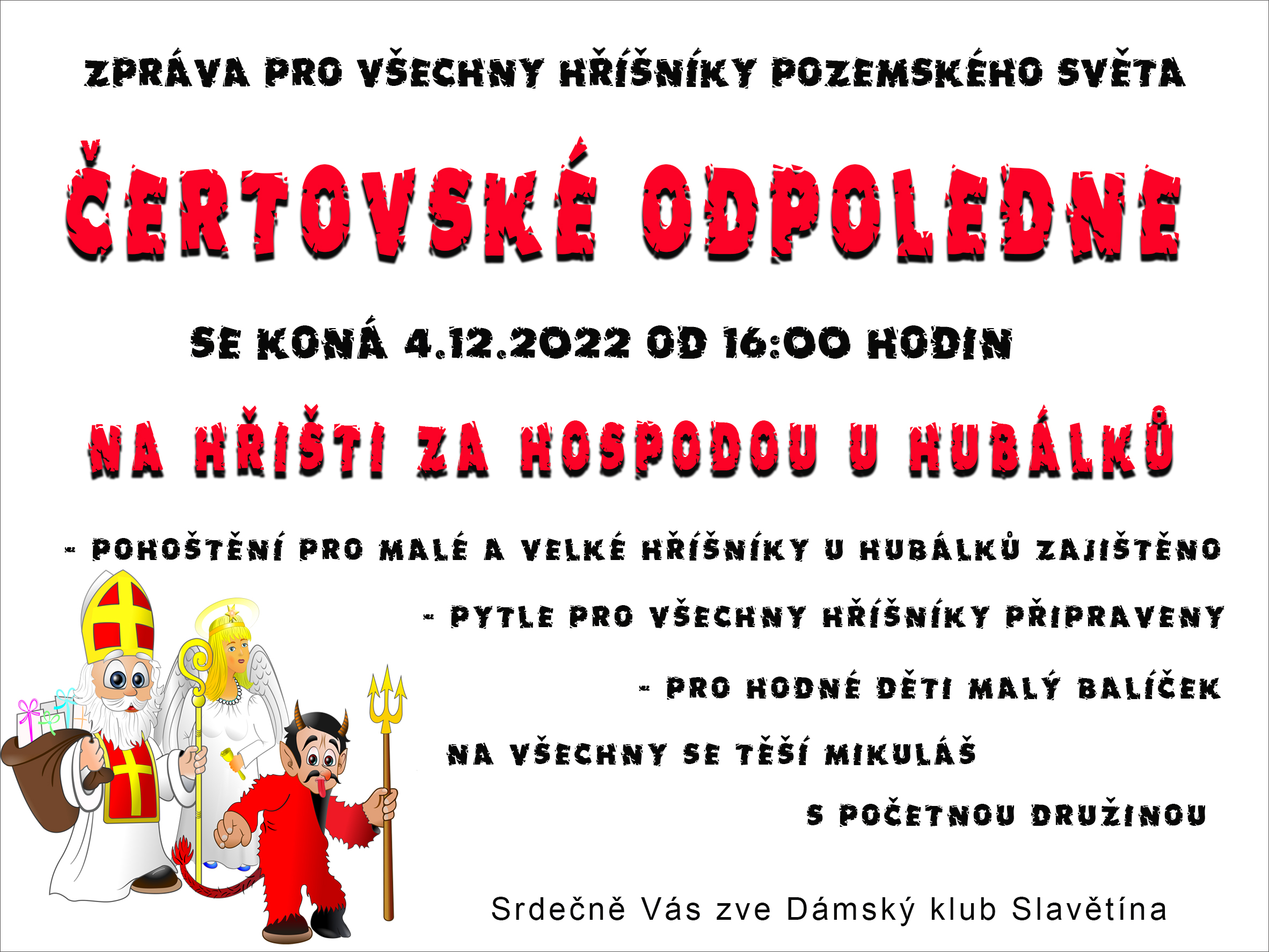 Čertovské odpoledne – 4. 12. 2022 od 16:00