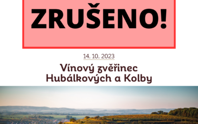 Vínový zvěřinec Hubálkových a Kolby – 14. 10. 2023 – ZRUŠENO