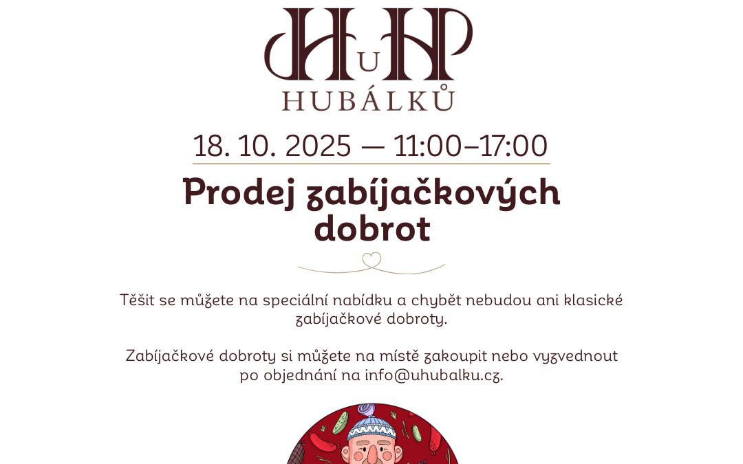 Vepřové hody u nás nebo na doma 18. 10. 2025 — 11:00–17:00