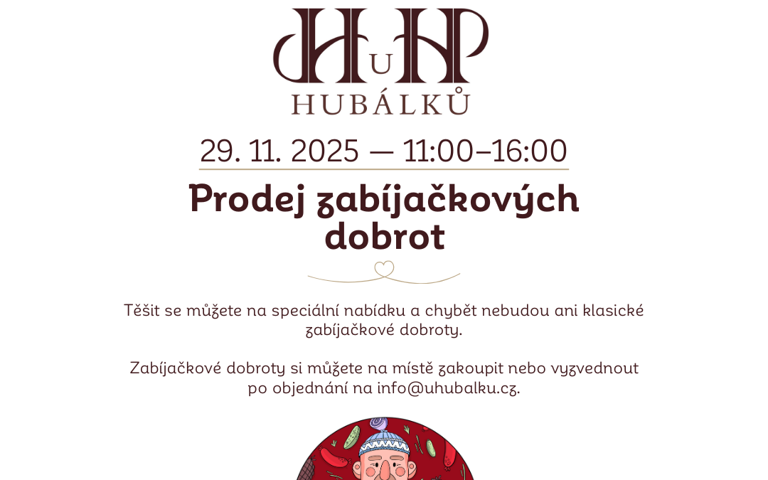 Vepřové hody u nás nebo na doma 29. 11. 2025 — 11:00–16:00