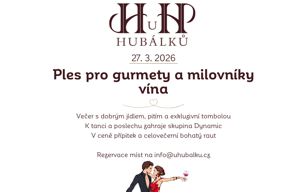 Ples pro gurmety a&nbsp;milovníky vína – 27.&nbsp;3.&nbsp;2026